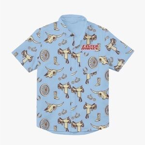 Country Nation Faster Horses Blue Western Button Down size M